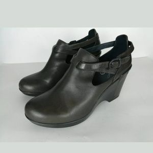 Dansko Franka Leather Wedges Olive Green